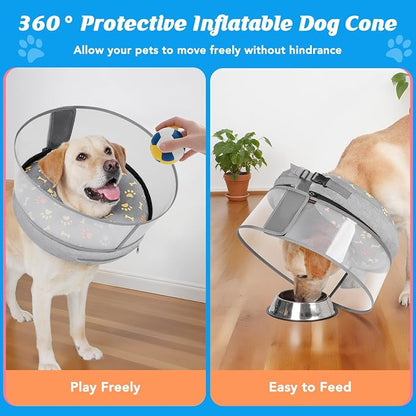 Inflatable Dog Cone with Anti-Licking Clear Shield, Protective Dog Donut Collar - Image 6