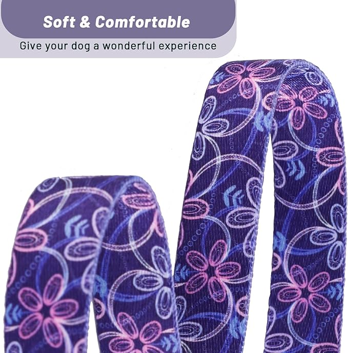 QQPETS Adjustable Soft Dog Collar: Print Flower Pink Multicolor Cute Patterns - Image 4