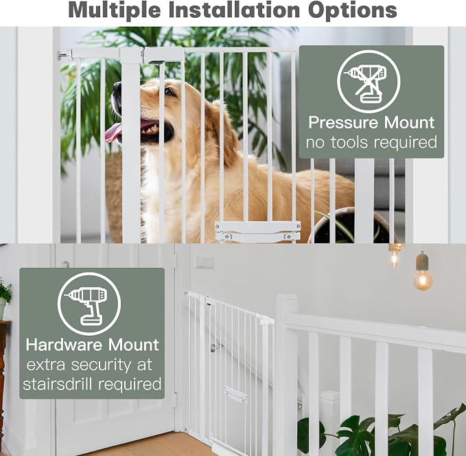 37 Inch Tall Baby Gate with Cat Door, Adjustable 29.55" and -40.55" Wide Auto - Image 4