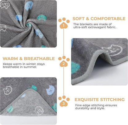 1 Pack 3 Blankets Super Soft Fluffy Premium Cute Cat Pattern Pet Blanket - Image 3