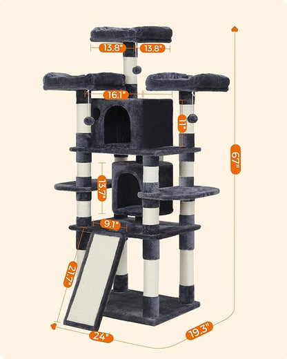 Feandrea 67 Inches Multi-Level Cat Tree - Image 7