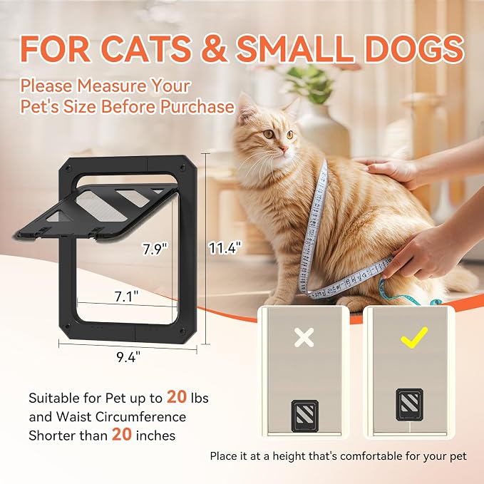 LIBBEPET Cat Door for Screen Door, Lockable Cat Screen Door for Cats & Small - Image 3