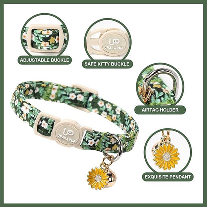 Cat Collar, Pretty Flower Kitten Collars - Image 2