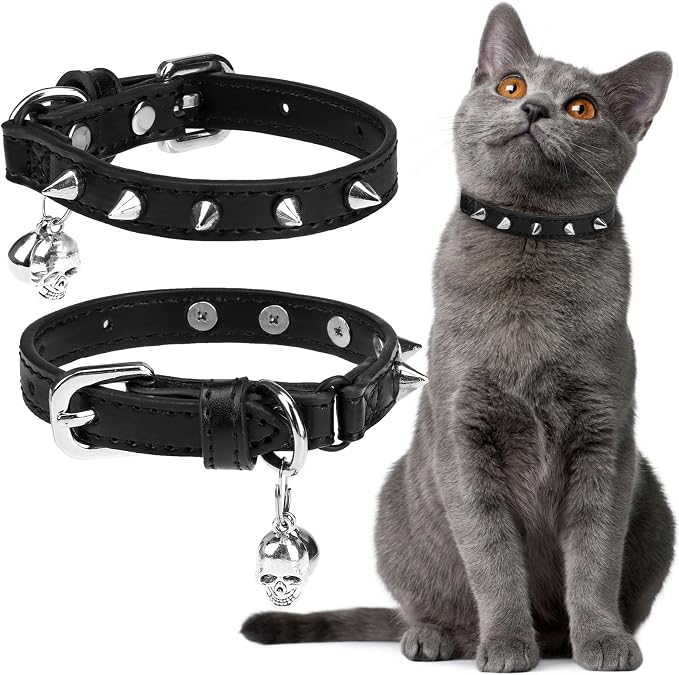 EXPAWLORER Leather Cat Collar for Girl Boy- Adjustable Pet Collar by EXPAWLORER