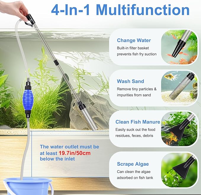 fishkeeper Quick Aquarium Siphon Pump Gravel Cleaner - Image 2