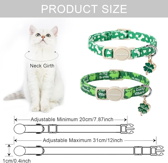Lionet Paws 2pcs Pack St. Patrick Cotton Cat Collar, Breakaway Buckle - Image 5