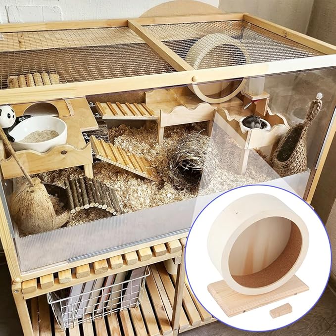 Wooden Hamster Exercise Wheel, Silent Silent Running Wheel Wooden Small Pets - Image 5