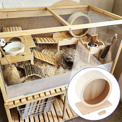 Wooden Hamster Exercise Wheel, Silent Silent Running Wheel Wooden Small Pets - Image 5