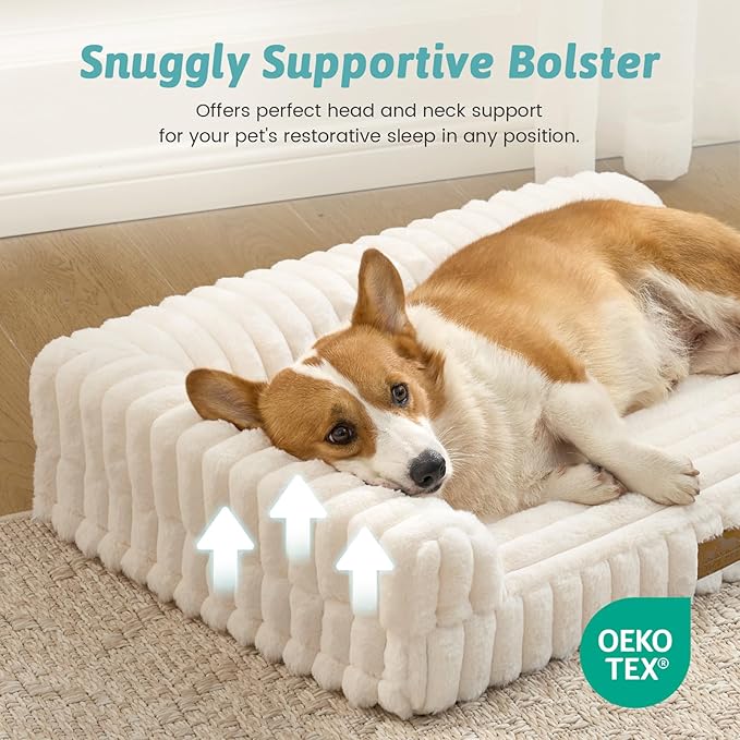 Cute Dog Bed, Faux Rabbit Fur Orthopedic Foam Dog Bed - Image 4