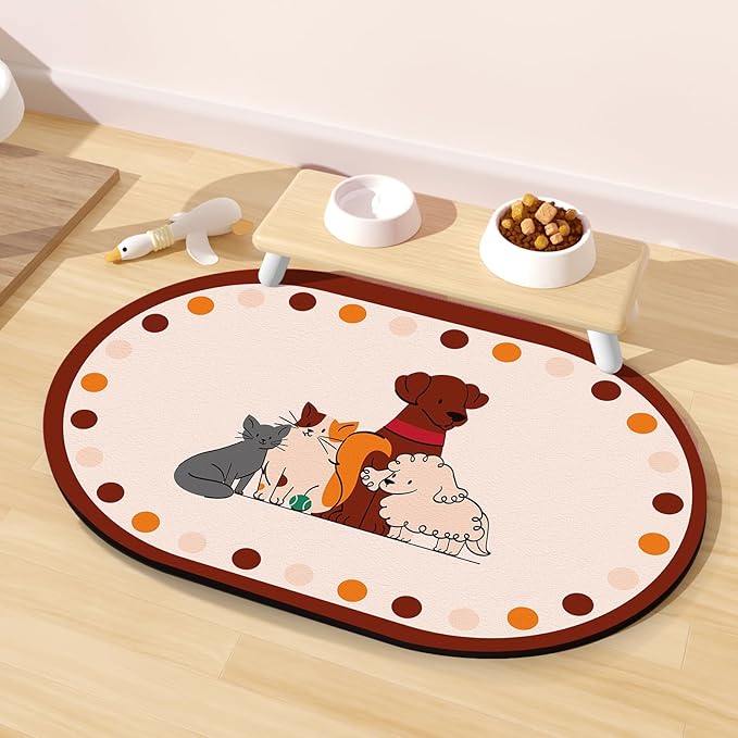 Dog Feeding Mat 24''x16'', Absorbent Pet Food Mat, No Stains Quick Dry Pet by METEOROCK