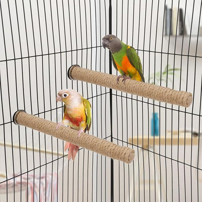 Hypeety Bird Perch Stand Natural Wood Parrot Hemp Rope Perch Birdcage - Image 6