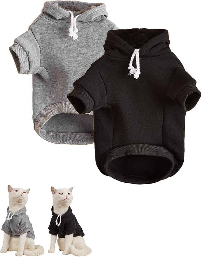 QWINEE Basic Dog Hoodie Sweatshirt Puppy Sweater Warm Cat Costumes Pet Clothes by QWINEE