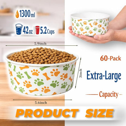 60 Pcs 42 oz/ 5.2 Cups Disposable Pet Bowls - Image 2