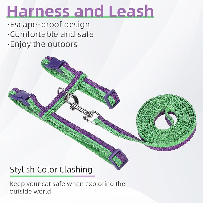 PUPTECK Adjustable Cat Harness and Leash Set Escape Proof Kitten Strap Collar - Image 3