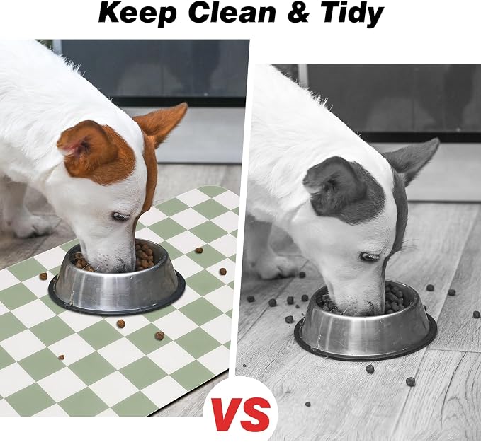 Checkered Dog Food Mat, Absorbent Leak-Proof Pet Feeding Mat, Quick Dry Cat - Image 8