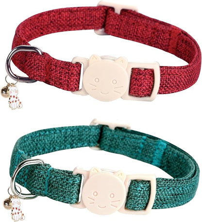 Christmas Cat Collar-2 Pack Cat Collar Red and Green Linnet by BoboRainbow