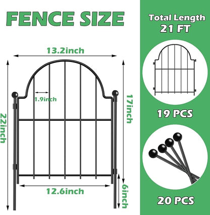 Garden Fence, 17 in x 21 ft Arched Rustproof Metal No Dig Fence Garden Fence - Image 2