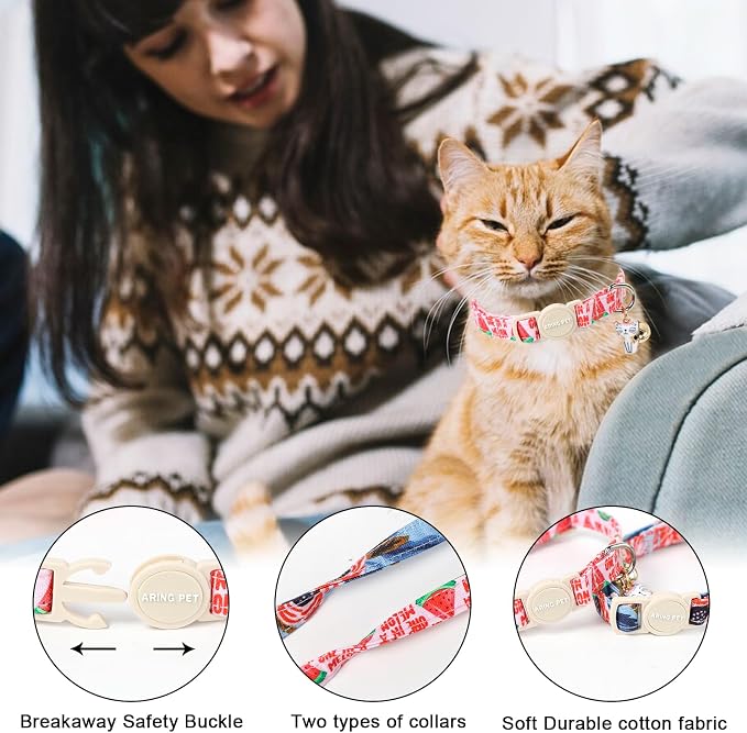 ARING PET 2 Pack Cat Collar-Cute Cotton Cat Collar - Image 3