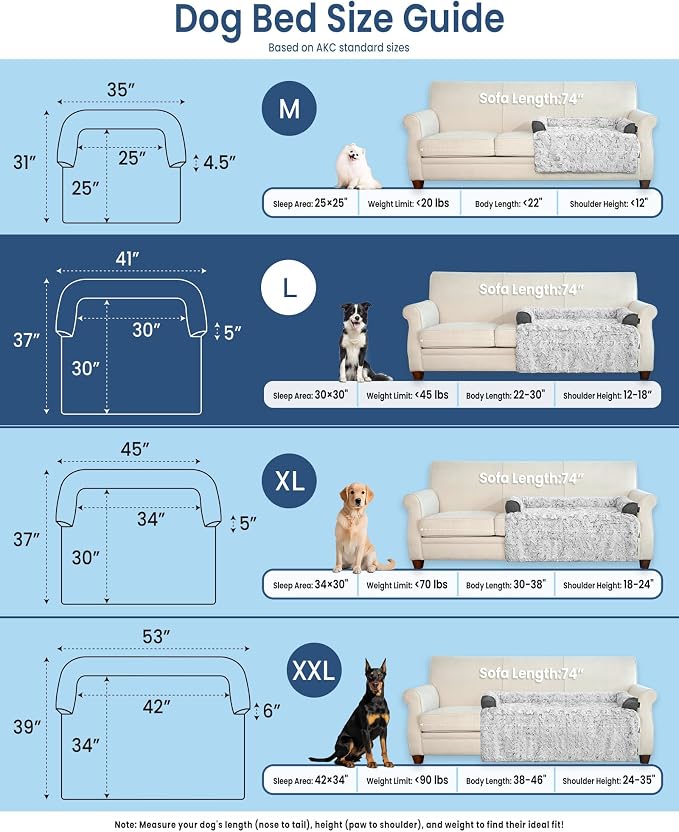 Calming Large Dog Bed for Couch, 41 x 37 inch Removable Couch Cover for Dogs - Image 6