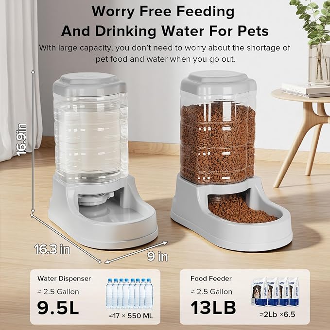 Kenond 9.5L Dog Feeders and Water Bowl Set - Image 2