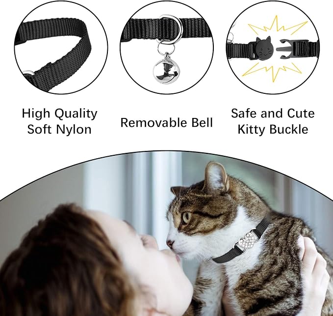 2 Pcs Cat Collars Heart Bling Breakaway - Image 4