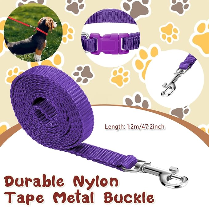 Amylove 48 Pcs Dog Collar and Leash Set, Polypropylene Adjustable Puppy Collars - Image 6
