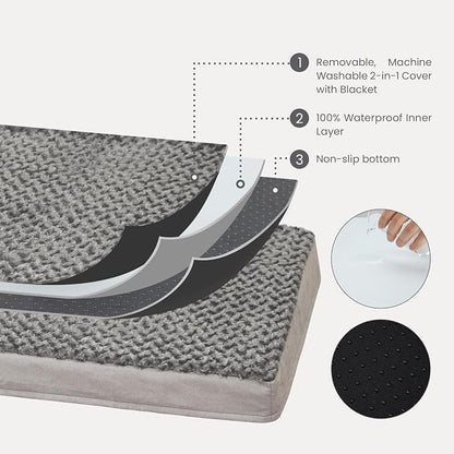 Orthopedic Memory Foam Bed for Large Dogs, Waterproof Cooling Pet Mats for Crate - Image 2