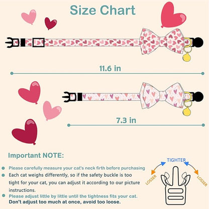 Faygarsle 2 Pack Valentine's Day Cat Collar Cute Loving Heart Printed Collar - Image 2