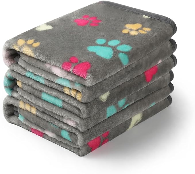 Luciphia 1 Pack 3 Blankets Fluffy Premium Fleece Pet Blanket Flannel Paw by luciphia