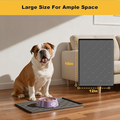 Pieviev 16''x12'' Dog Cat Food Bowl Mat, Silicone Waterproof Food Grade Pet - Image 5