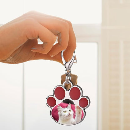 Custom Pet Photo Keychain Personalized Photo Pawprint Dog Tag Keychain Engraved - Image 3
