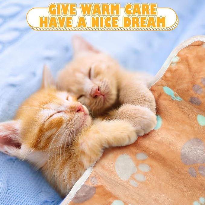 Chumia 18 Pcs Fleece Pet Blanket Soft Warm Sleep Mat Fluffy Cute Puppy Supplies - Image 5