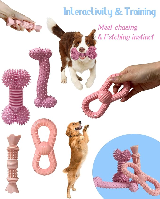 4 Pack Teething Toys Dog Durable Chew Toys Soft Rubber Toy Dog Teeth Cleaning - Image 3