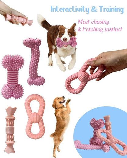 4 Pack Teething Toys Dog Durable Chew Toys Soft Rubber Toy Dog Teeth Cleaning - Image 3