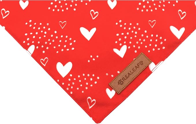 Realeaf Valentine's Day Dog Bandanas 2 Pack, Reversible Red Plaid Heart Dog - Image 5
