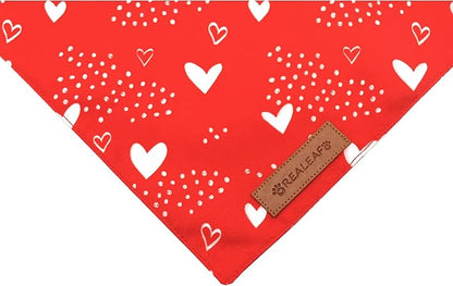 Realeaf Valentine's Day Dog Bandanas 2 Pack, Reversible Red Plaid Heart Dog - Image 4