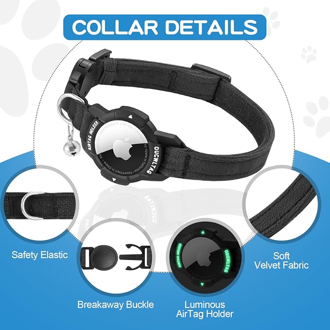 Luminous AirTag Cat Collar Breakaway, OUCWLTAG GPS Cat Collar - Image 2