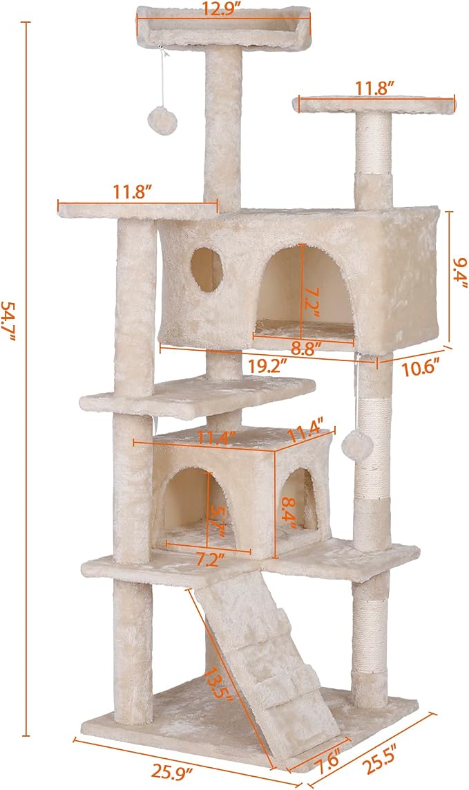 Premium Cat Tree 54-Inch Tall, Large Cat Condo Furniture - Image 3