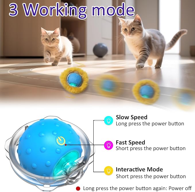 Interactive Cat Toys Ball Fast Rolling in Pouch, Motion Activate Chirping Cat - Image 3