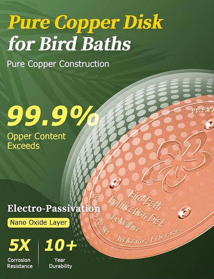 Mellbree 2-Pack Bird Bath Copper Disk, 0.6mm Reinforced 99.99% Pure Copper - Image 4