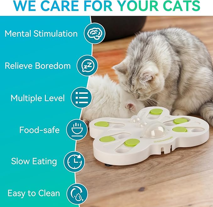 ALL FOR PAWS Interactive Cat Puzzle Feeder – Butterfly Shape Slow Feeder & - Image 5
