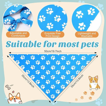 50 Pcs Blue Paw Print Dog Bandanas Bulk Animal Footprint Bandanas - Image 3