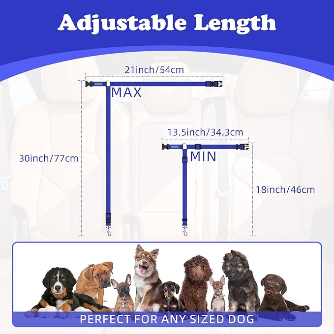 BWOGUE Pet Dog Cat Seat Belts, Car Headrest Restraint Adjustable Safety Leads - Image 4