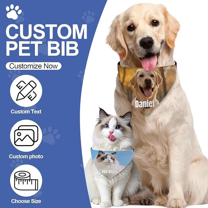 Custom Dog Bandana with Photo Personalized Dog Bandana Custom Image & Text - Image 2