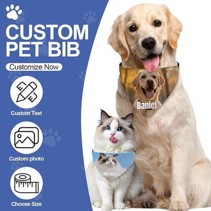 Custom Dog Bandana with Photo Personalized Dog Bandana Custom Image & Text - Image 2