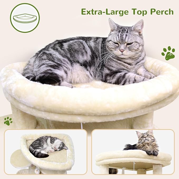 Globlazer Corner Cat Tree for Large Cats, 66inch Tall Curved Series Large Cat - Image 3