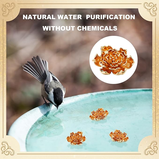 4 Pcs Mini Peony Shape Copper Bath Disk Ornaments Brass Bird Bath Purification - Image 3