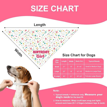 Dog Birthday Bandana Girl for Large to X-Large Dogs, Reversible 2 Patterns in 1 - Image 4