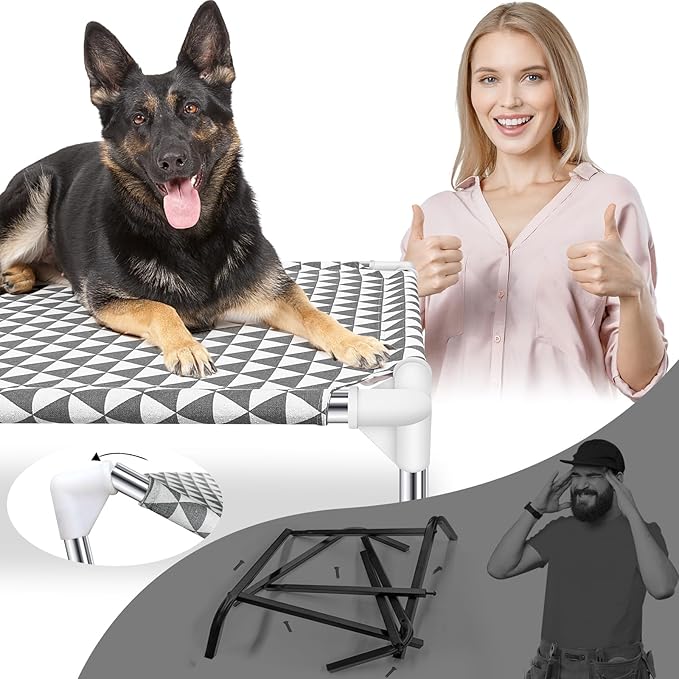 Elevated Outdoor Dog Bed, Large Size, Cotton Material, Non-Slip Feet, Fits up - Image 5
