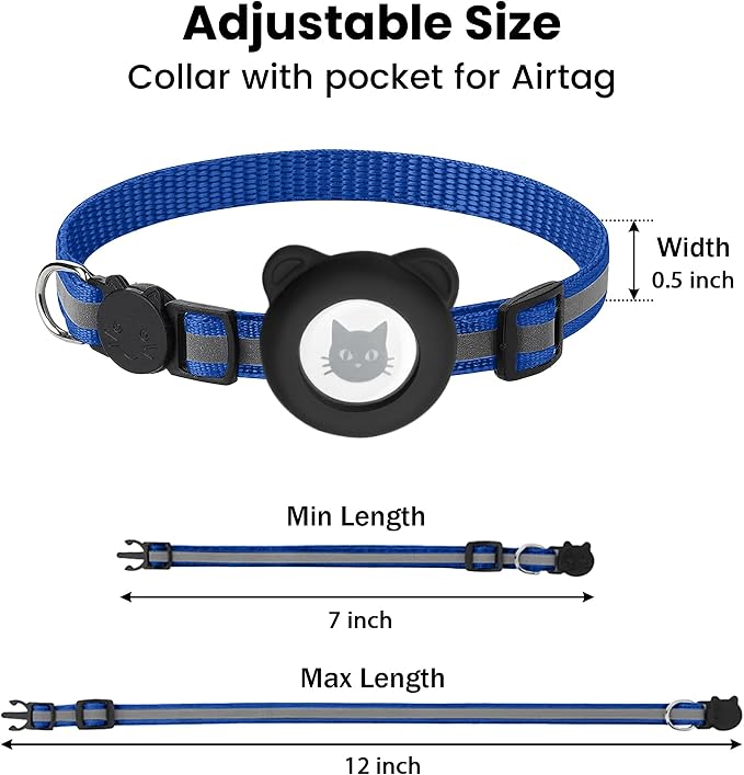Cat Collar with AirTag Holders, Reflective Breakaway Safety Collars, Bells and - Image 4